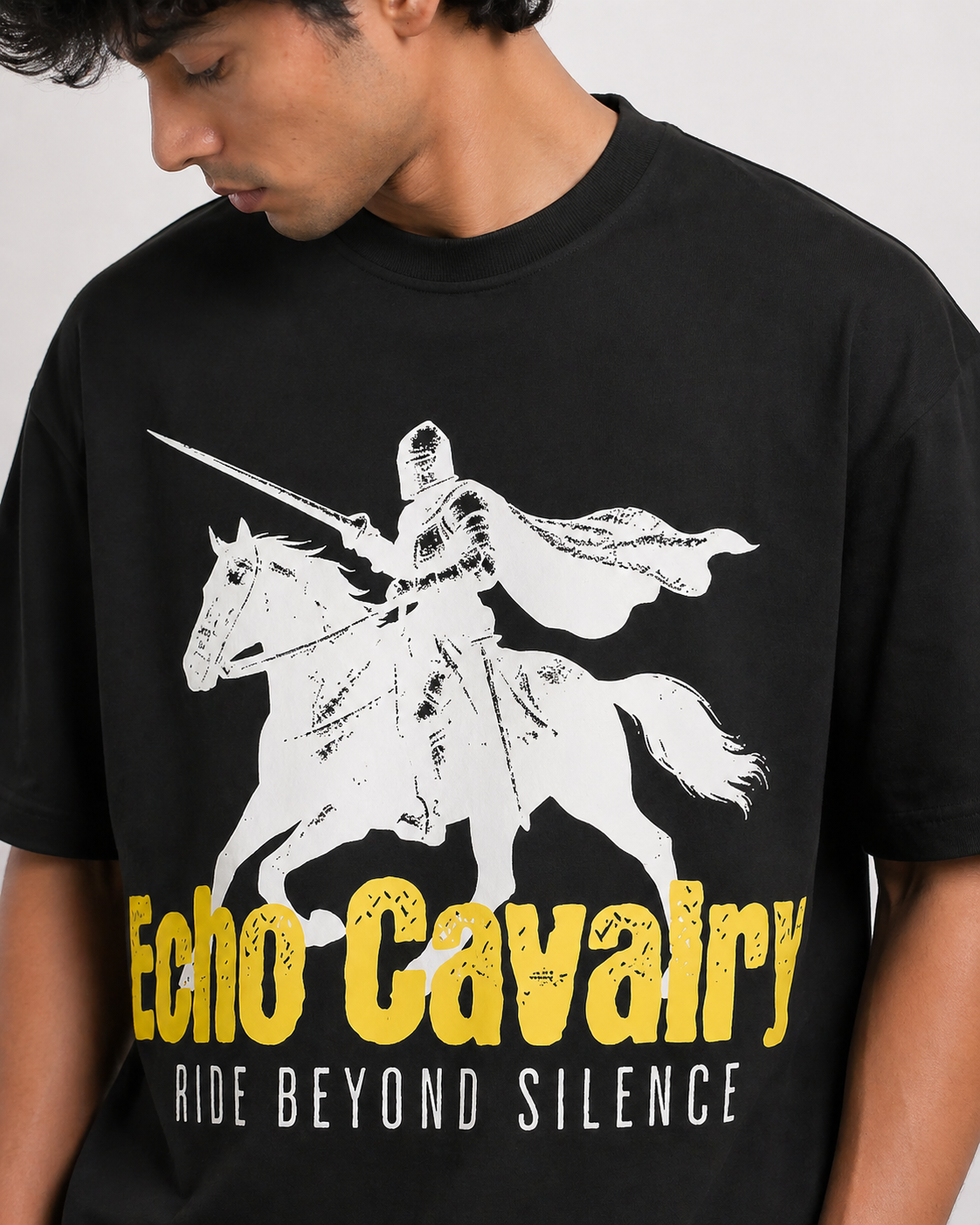 Echo Cavalry — Ride Beyond Silence (Boxy Fit Heavyweight Tee) ⚔️🐎