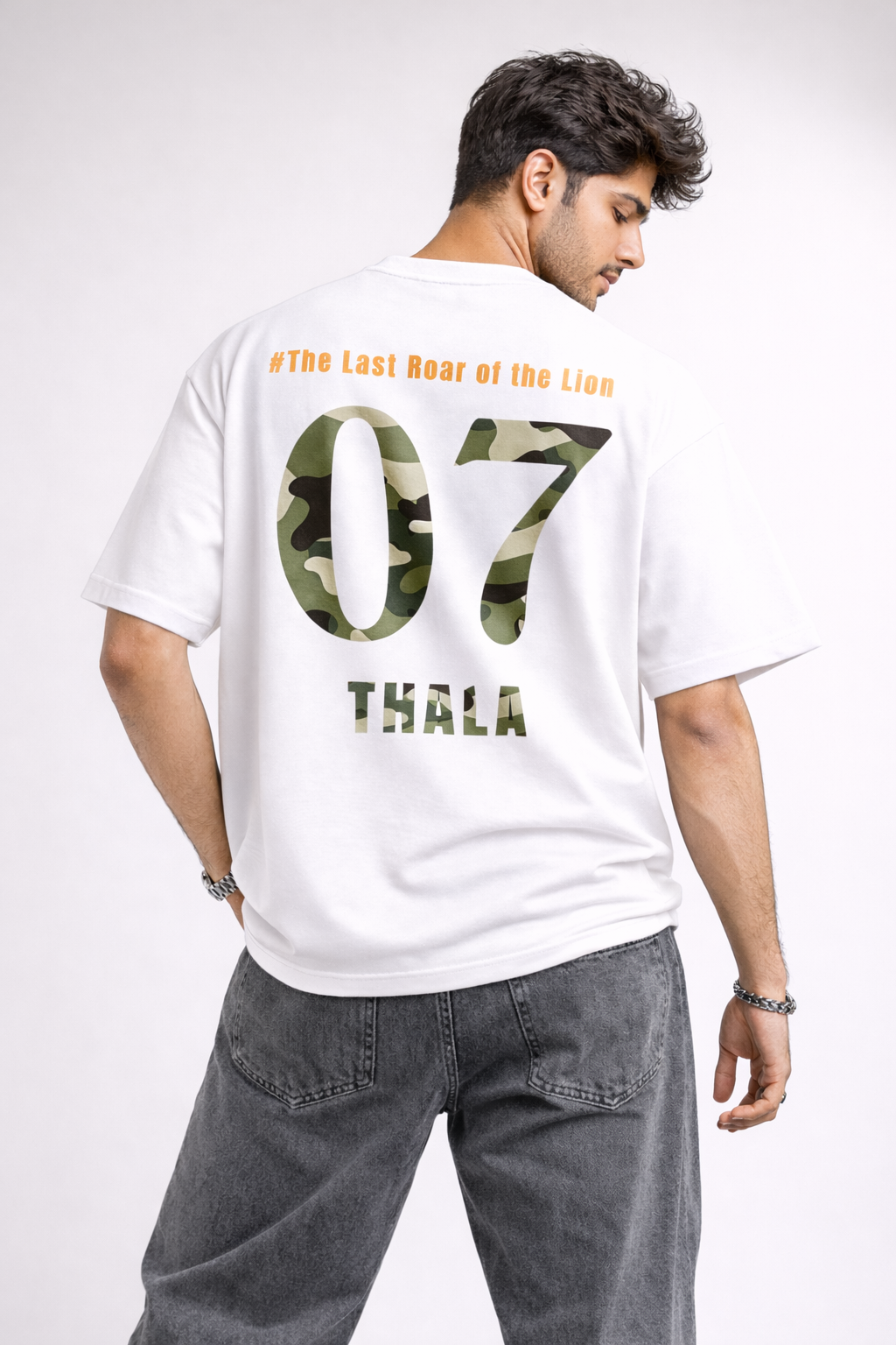 Ms.Dhoni “One Last Time – Thala 07” Oversized T-Shirt White