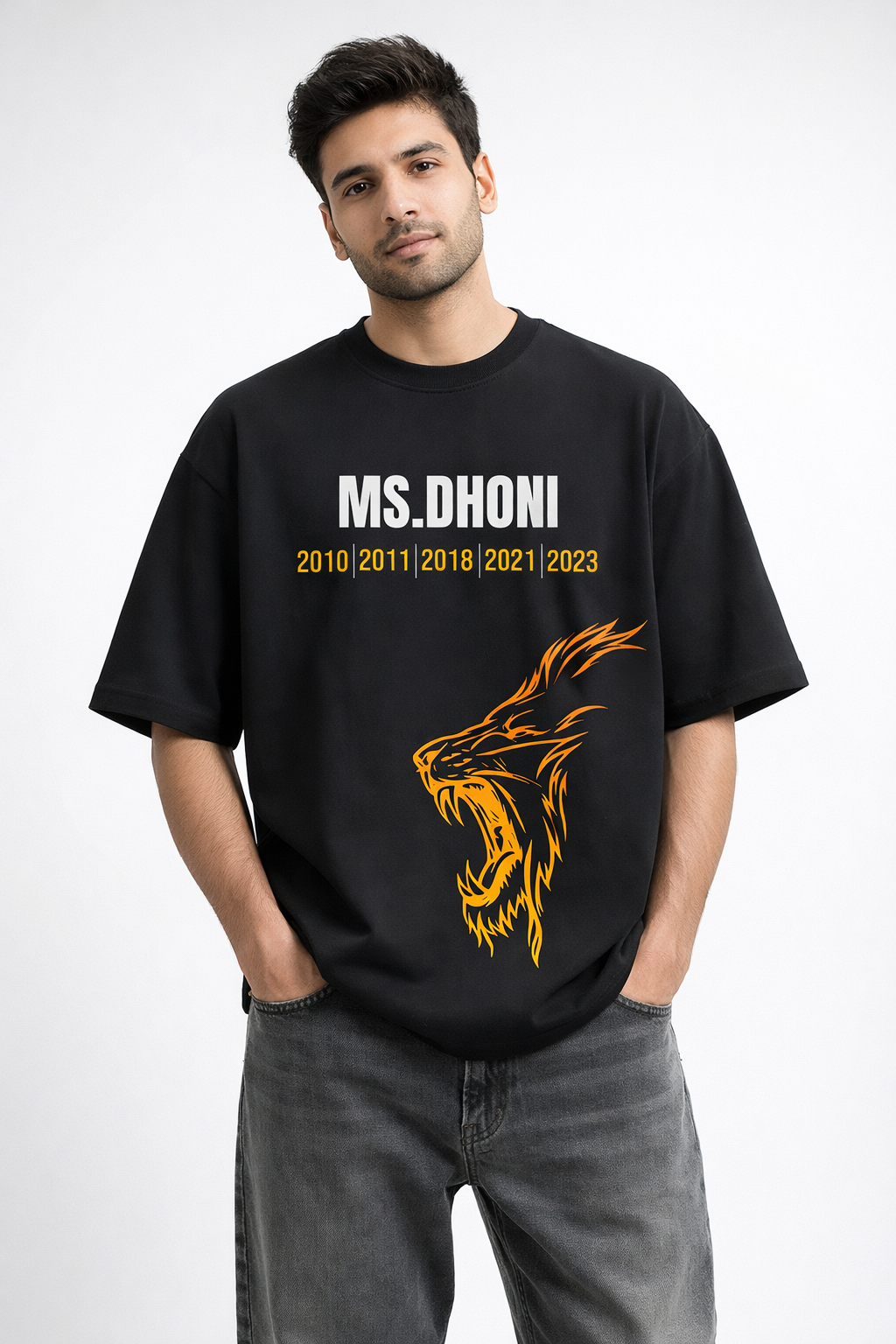Ms.Dhoni “One Last Time – Thala 07” Oversized T-Shirt Black