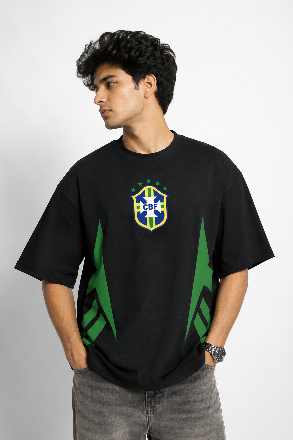 Brazil Crest Legacy Oversized T-Shirt – Black