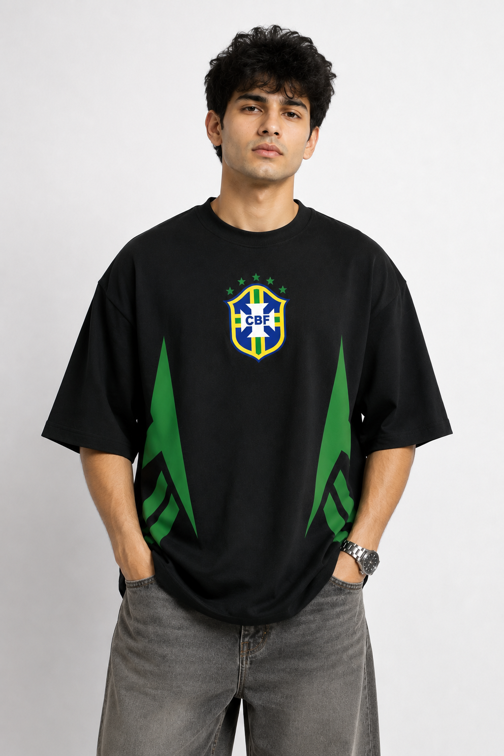 Brazil Crest Legacy Oversized T-Shirt – Black
