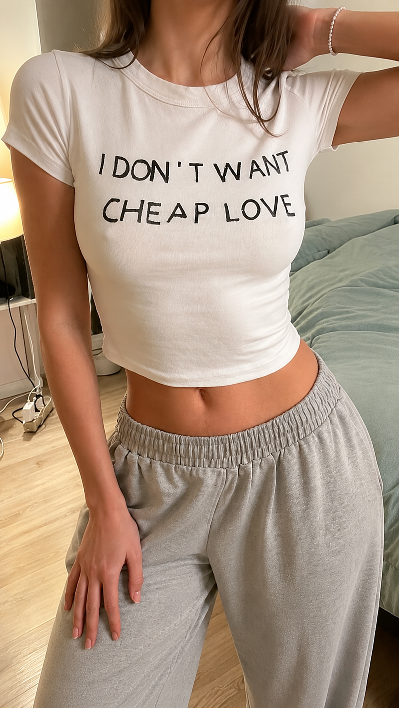 No Cheap Love Crop Tee