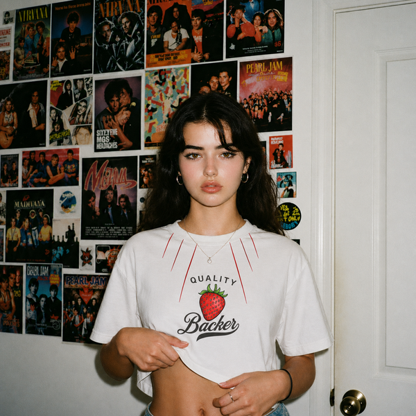 Strawberry Graphic Women Crop Top – Aesthetic Streetwear Tee