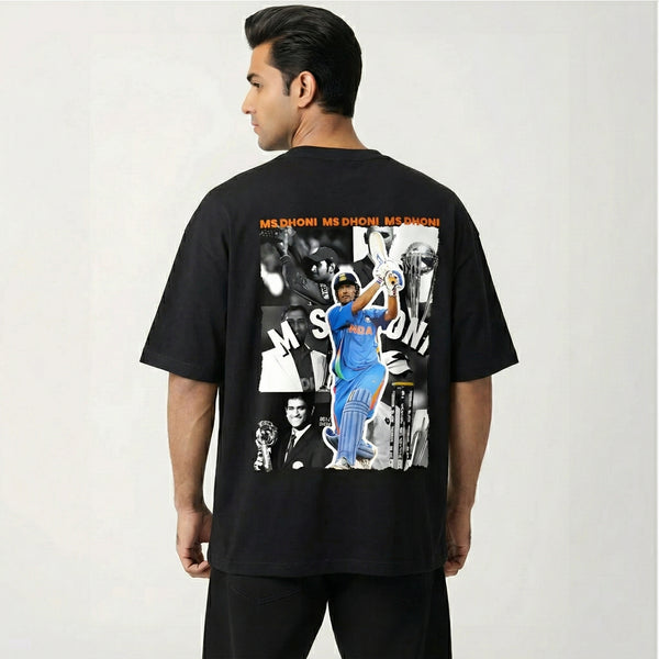 MS Dhoni Legacy Oversized T-Shirt - Black