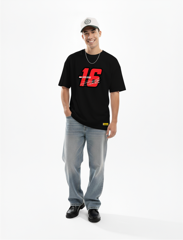 "16 SPEEDLINE" Oversized Tee - Black
