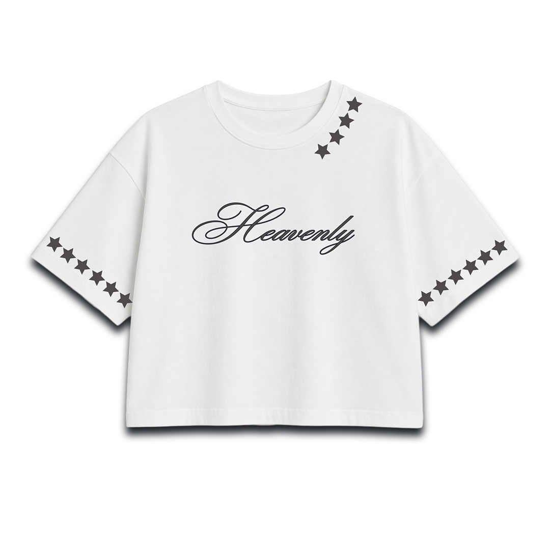 Heavenly Script Women Crop Top – Minimal Aesthetic Women Crop Top