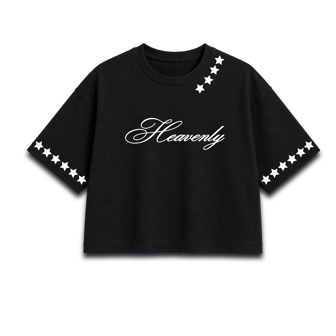 Heavenly Script Women Crop Top – Minimal Aesthetic Women Crop Top
