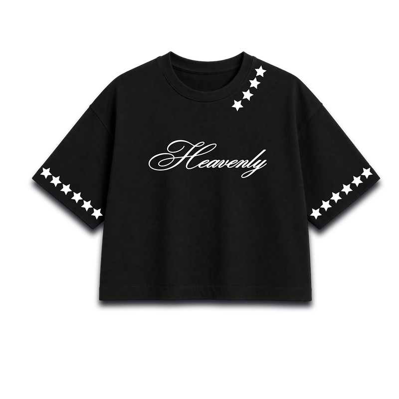 Heavenly Script Women Crop Top – Minimal Aesthetic Women Crop Top