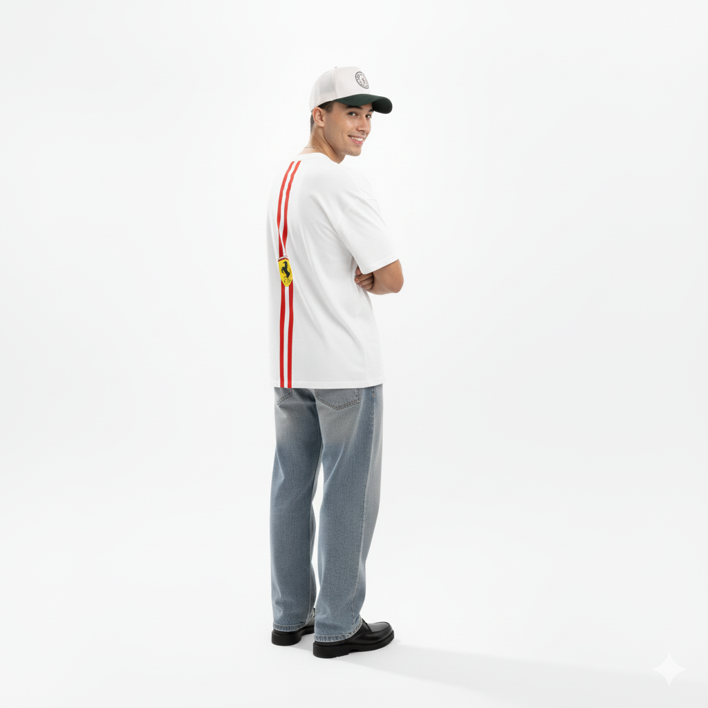 Streetwear Classic: White "16 SPEEDLINE" Oversized Tee