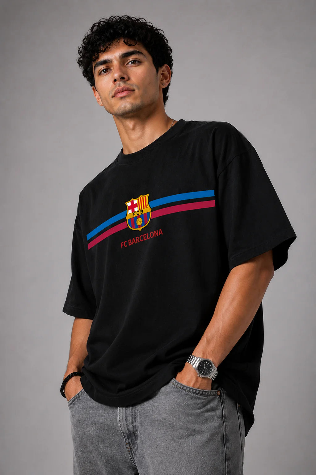 FC Barcelona Heritage Oversized Black T-Shirt