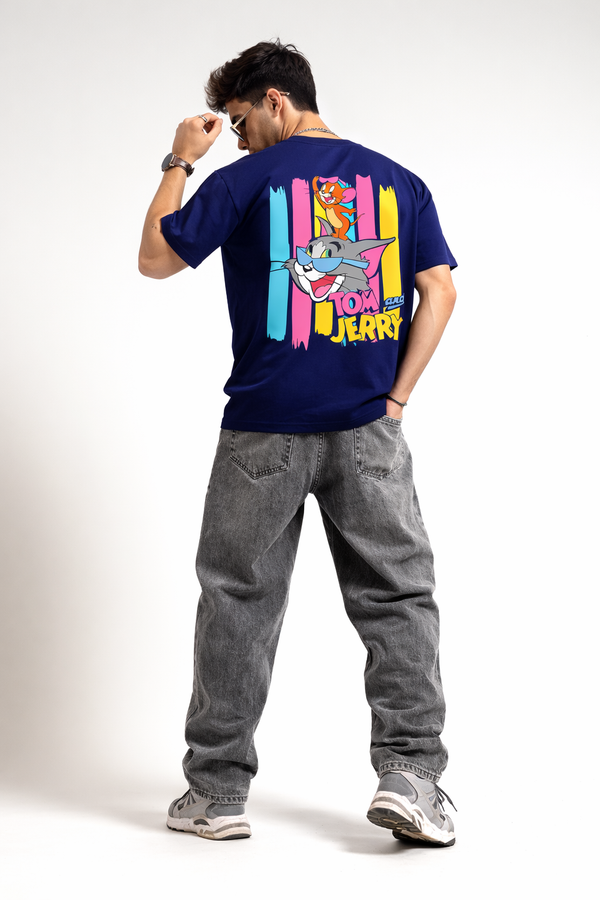 Navy Blue Tom & Jerry Graphic Regular T-Shirt